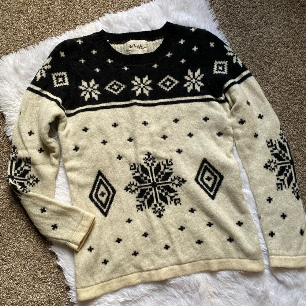 Telluride Sweater Lambs Wool Fair Isle Winter Warm Crew Neck Women’s‎ Size Large